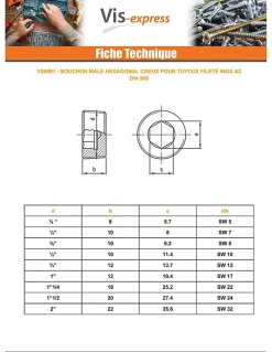 Bouchon mâle hexagonal creux à visser Clé de 17 1 12X19.4 Inox A2 - 3 pièces^Vis Express Discount