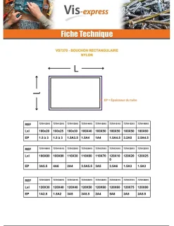 Bouchon rectangle pour tube 30X10 épaisseur tole du tube 0.8 à 2 nylon noir - 1 pièce-Vis Express