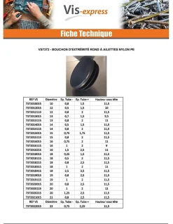 Bouchon rond pour tube Diamètre Extèrieur 70 Intérieur 61-66 nylon noir - 30 pièces^Vis Express Best