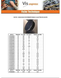 Bouchon rond pour tube Diamètre Extèrieur 60 Intérieur 54-58 nylon noir - 1 pièce-Vis Express Online