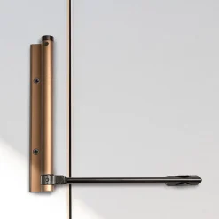 Bras à ressort ferme porte, a corps très fin en Aluminium anodisé bronze-Hardwarexchange Outlet