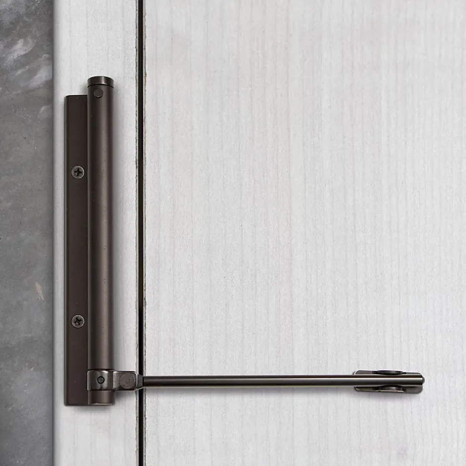 Bras à ressort ferme porte, a corps très fin en Aluminium anodisé noir-Hardwarexchange