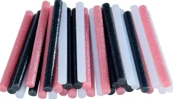 Bâton de colle pailletée pour décoration Ø7mm x 94mm, lot de 36 x 3 couleurs (blanc, noir, or)-Rapid Hot