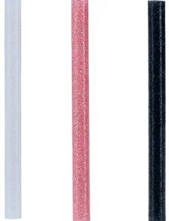 Bâton de colle pailletée pour décoration Ø7mm x 94mm, lot de 36 x 3 couleurs (blanc, noir, or)-Rapid Hot