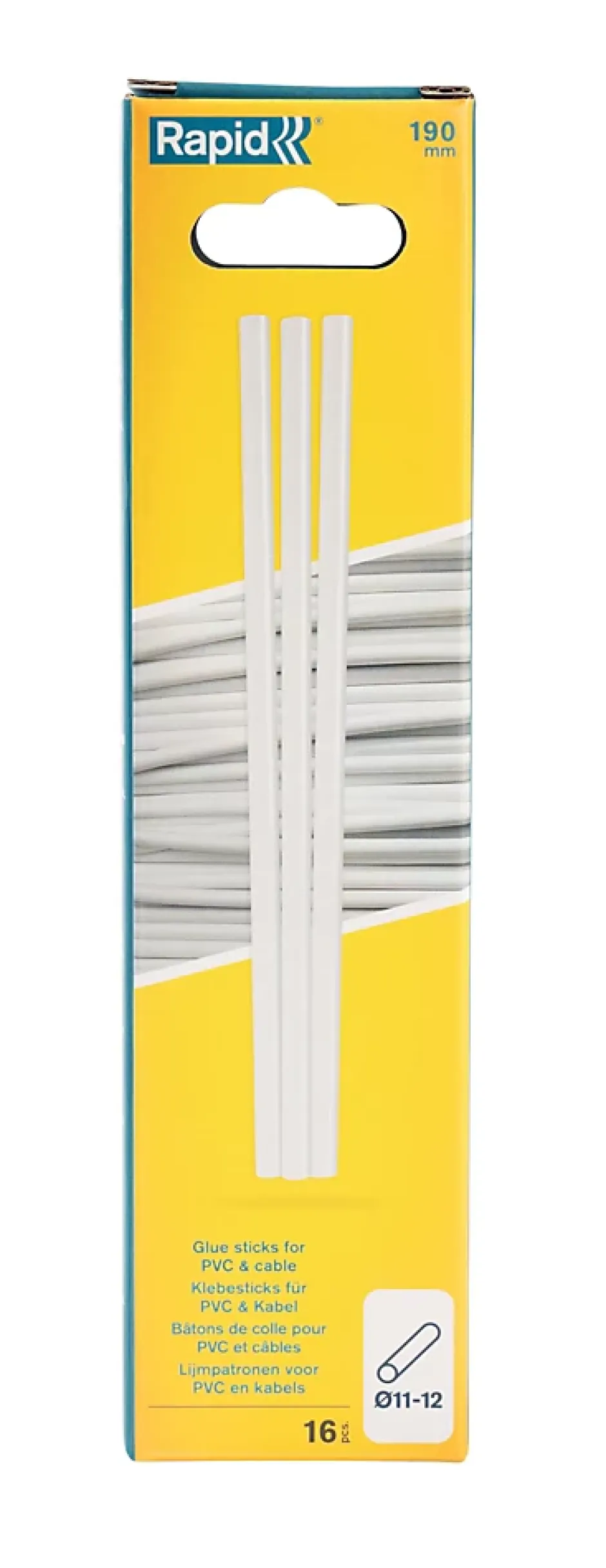 Bâton de colle PVC câbles transparente 190 mm , 16 pièces-Rapid Online