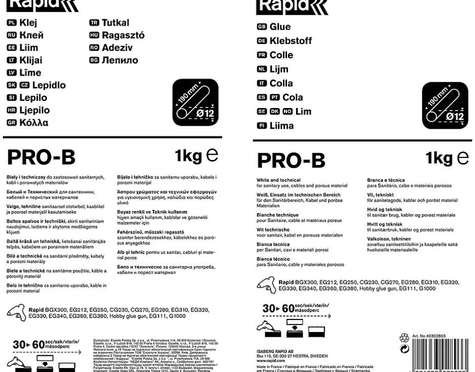 Bâtons de colle Ø 12 mm à usage général. 1 kg. Sac plastique-Rapid Hot