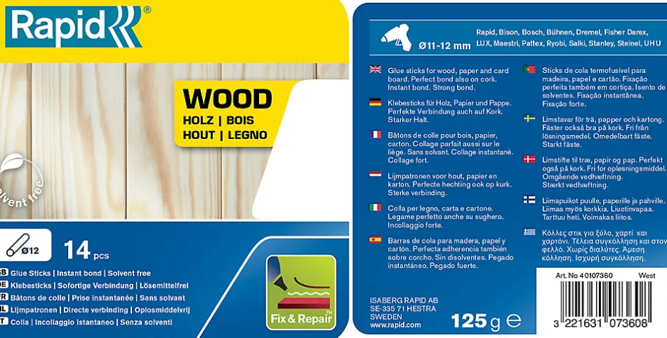 Bâtons de colle pour bois 125 G-Rapid