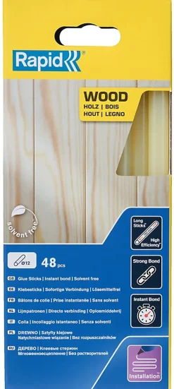 Bâtons de colle pour cois & dérivésØ12mm x 190mm, lot de 48-Rapid Online