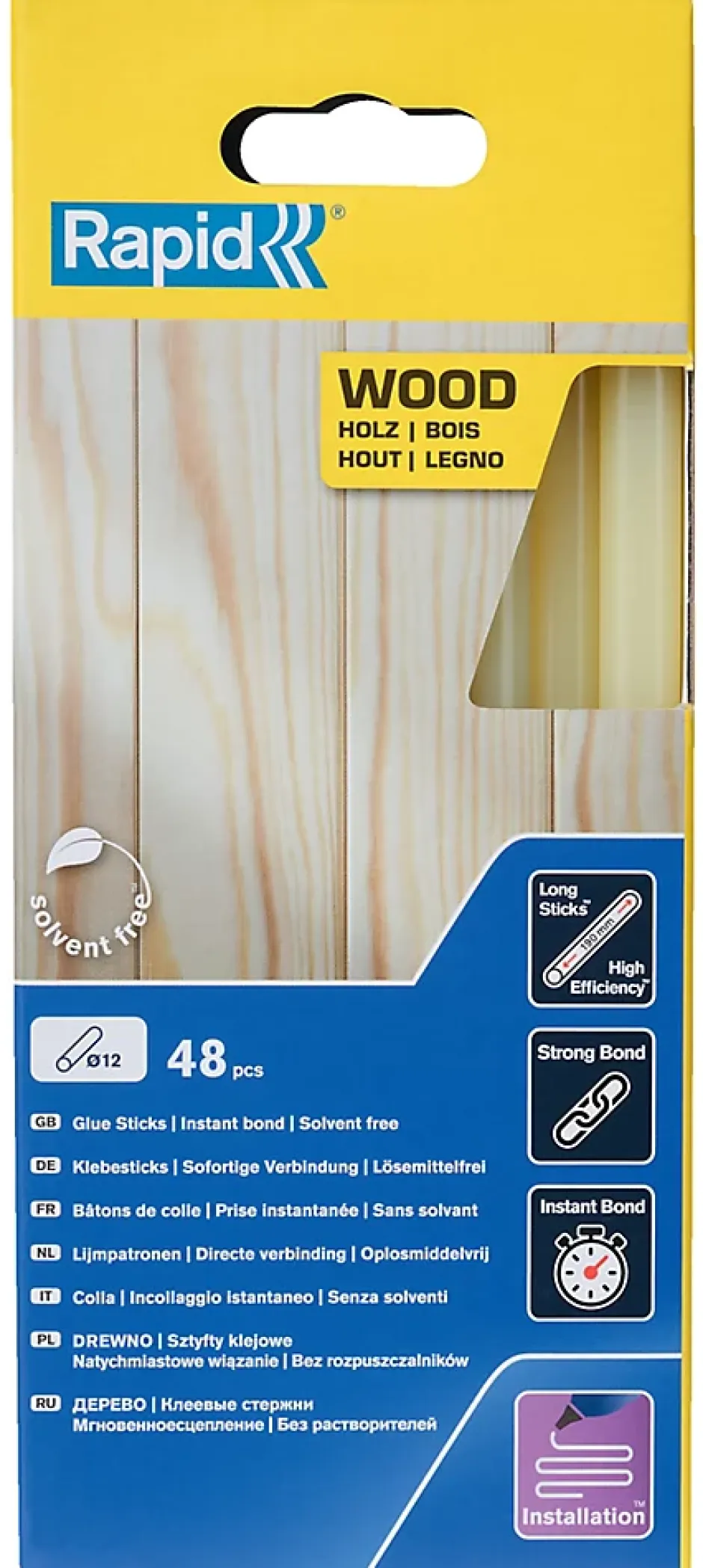 Bâtons de colle pour cois & dérivésØ12mm x 190mm, lot de 48-Rapid Online