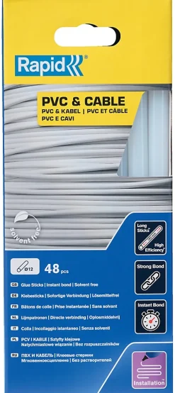 Bâtons de colle pour PVC & câblesØ12mm x 190mm, lot de 48-Rapid Clearance