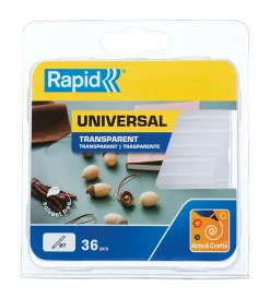 Bâtons de colle transparente universelle 7 mm. Paquet de 36 bâtons courts.^Rapid Online