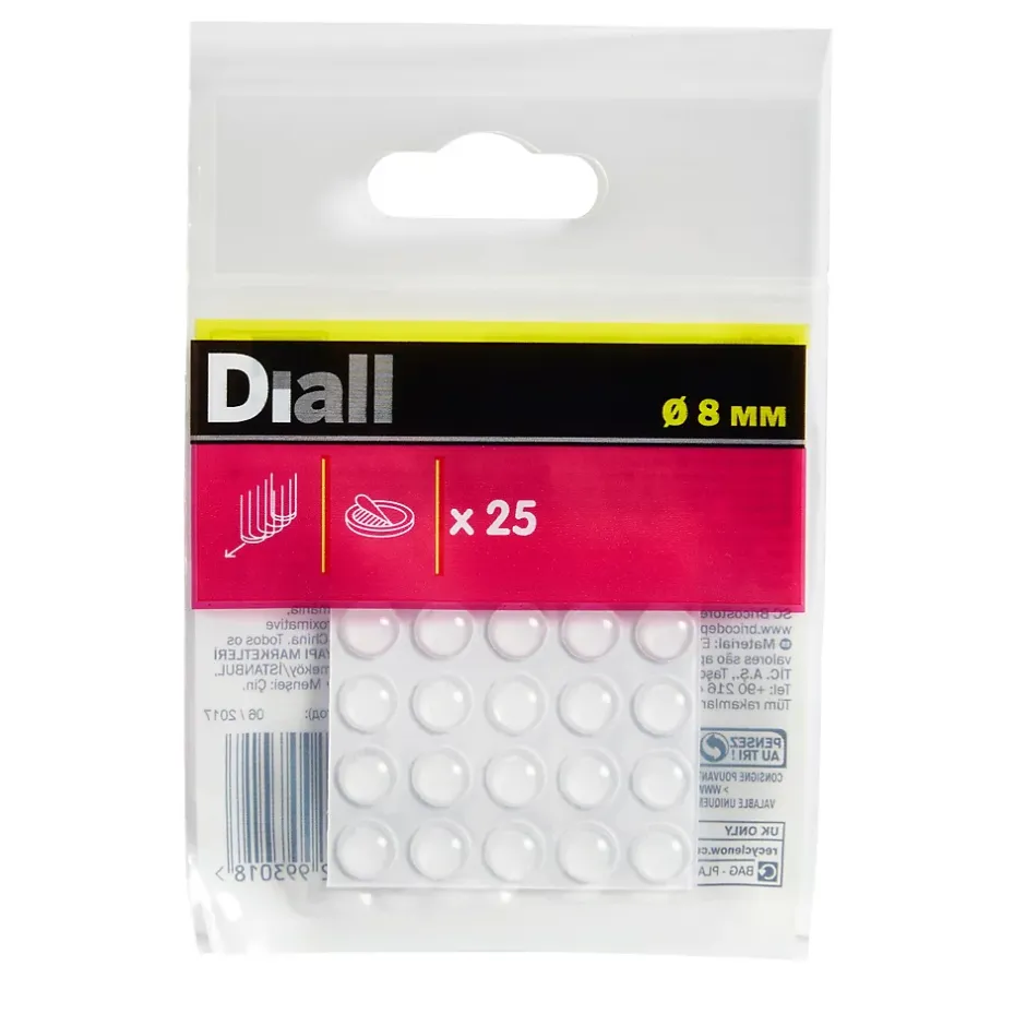 Butoir à coller 8 mm x 25, transparent-Diall