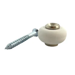 Butoir de sol MADE IN FRANCE en zamak nickelé & bague en élastomère blanche. Diamètre 30mm et hauteur 22mm.-Civic Industrie New