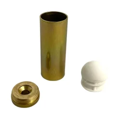 Butoir mural en laiton poli & bouchon amortisseur en élastomère (caoutchouc) blanc. Diamètre 25mm longueur 80mm. MADE IN FRANCE.-Civic Industrie Online