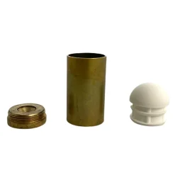 Butoir mural MADE IN FRANCE en laiton verni & bouchon amortisseur en élastomère blanc. Diamètre 25mm et longueur 60mm.^Civic Industrie Discount