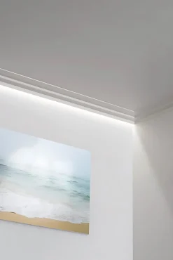 C390 STEPS Corniche plafond pour éclairage indirect et cache tringle à rideaux - 6x10x200cm (h x p x L) - A l'unité^Orac Decor Clearance
