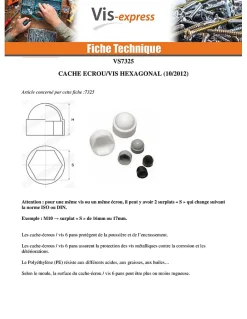 Cache Ecrou ou cache tête vis Tête hexagonale TH M22 nylon blanc Sur plat 32 - 10 pièces^Vis Express Sale