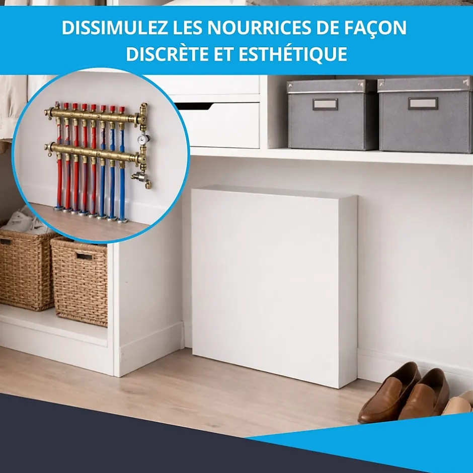 Cache nourrice plomberie en acier Blanc - Largeur fixe - Taille 2 : 450 x 650 x 150 mm-Atole Hot