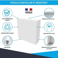 Cache nourrice plomberie en acier Blanc - Largeur fixe - Taille 6 : 650 x 850 x 150 mm-Atole