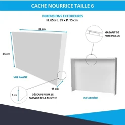 Cache nourrice plomberie en acier Blanc - Largeur fixe - Taille 6 : 650 x 850 x 150 mm-Atole