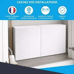 Cache nourrice plomberie en acier Blanc - Largeur réglable - Taille 2 : 450 x 605 à 1150 x 150 mm^Atole Best