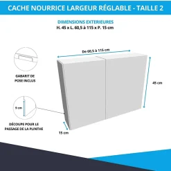 Cache nourrice plomberie en acier Blanc - Largeur réglable - Taille 2 : 450 x 605 à 1150 x 150 mm^Atole Best