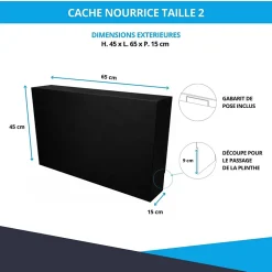 Cache nourrice plomberie en acier Noir - Largeur fixe - Taille 2 : 450 x 650 x 150 mm-Atole Clearance
