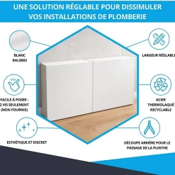 Cache nourrice plomberie en acier Blanc - Largeur réglable - Taille 1-Atole Outlet
