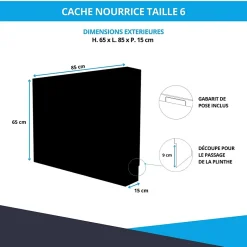 Cache nourrice plomberie en acier Noir - Largeur fixe - Taille 6 : 650 x 850 x 150 mm^Atole Sale