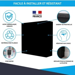 Cache nourrice plomberie en acier Noir - Largeur fixe - Taille 6 : 650 x 850 x 150 mm^Atole Sale