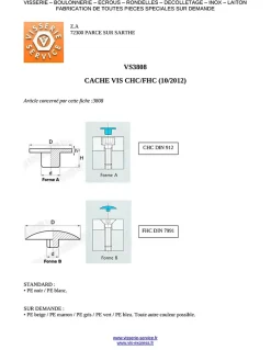 Cache tête Vis CHC FHC Clé de 4 HC4 4.2X10 Nylon RAL9016 blanc signalisation - 100 pièces-Vis Express Sale