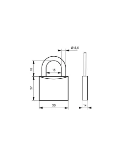 Cadenas à clé Better World, acier, intérieur, anse acier, 30mm, 3 clés --Thirard Outlet