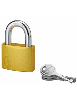 Cadenas à clé Colorful, laiton, intérieur, anse acier, 50mm, 3 clés --Thirard Online