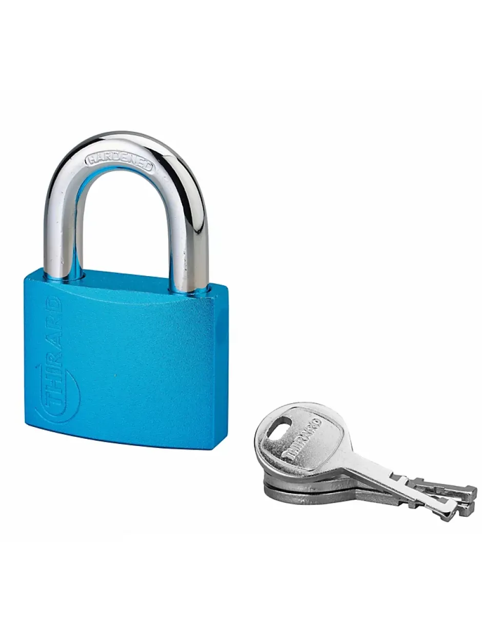 Cadenas à clé Colorful, laiton, intérieur, anse acier, 50mm, 3 clés --Thirard Online