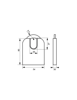 Cadenas à clé Fédéral Lock 720-P, acier, chantier, anse protégée molybdène, 54mm, 2 clés, noir -^Thirard Outlet