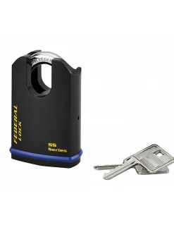 Cadenas à clé Fédéral Lock 720-P, acier, chantier, anse protégée molybdène, 54mm, 2 clés, noir -^Thirard Outlet