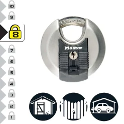 Cadenas à clé Excell M40EURD disque en acier inoxydable Ø70 mm hauteur de l'anse 16 mm-Master Lock Outlet