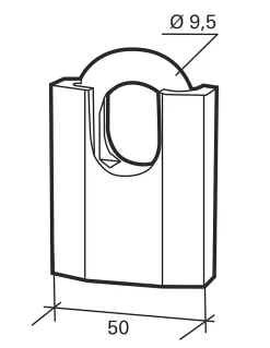Cadenas à clé Octo-P, acier, chantier, anse protégée acier, 50mm, 3 clés --Thirard Discount