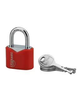 Cadenas à clé Ruby Color, acier, intérieur, anse acier, 32mm, 3 clés --Thirard Discount