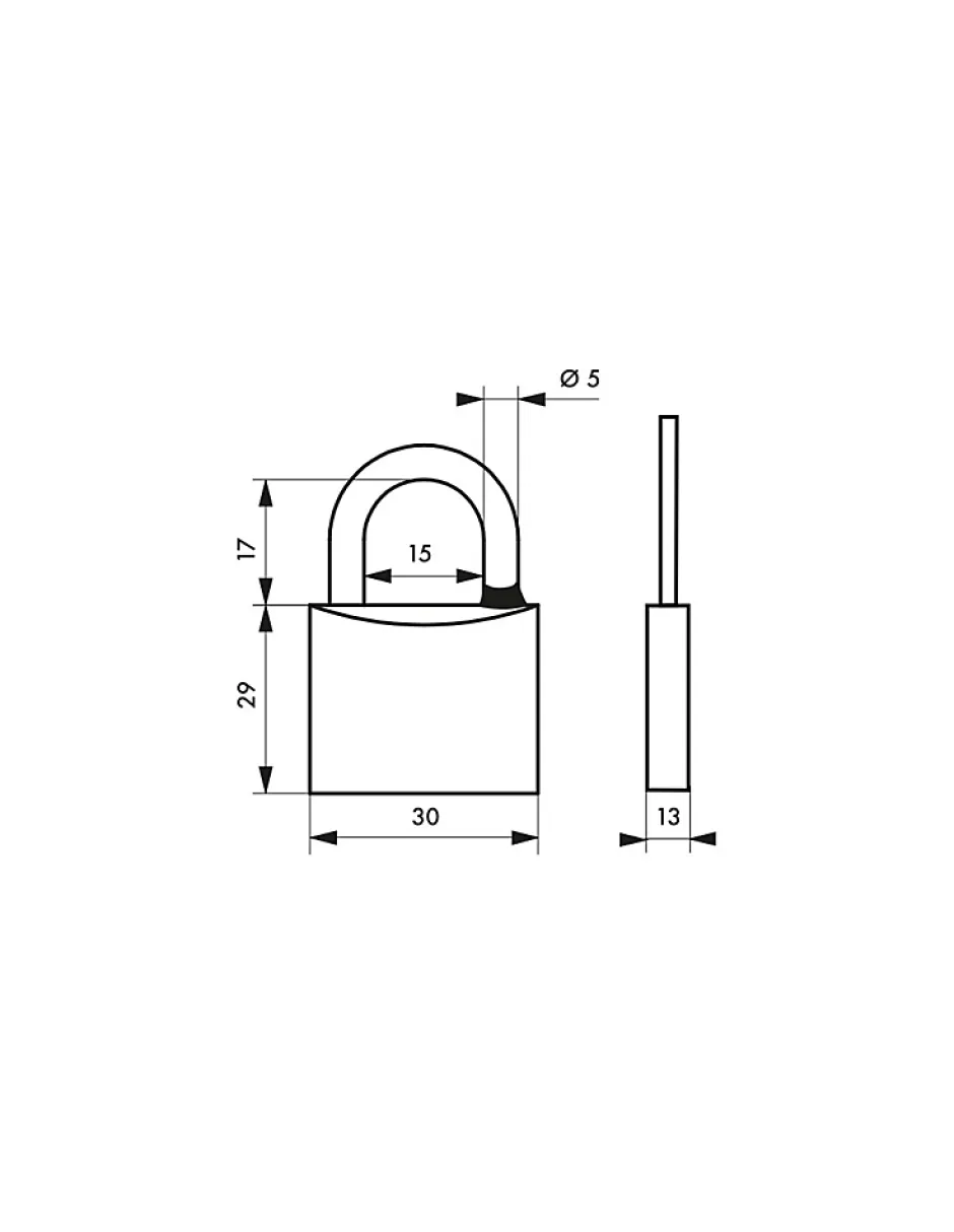 Cadenas à clé Type 1, laiton, extérieur, anse inox, 30mm, 2 clés -^Thirard Best