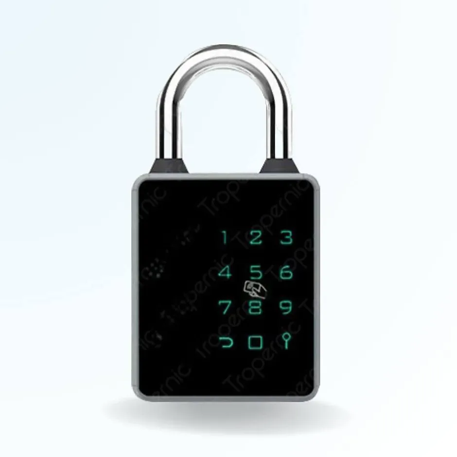 Cadenas à code et badge connecté pad - code, badge, bluetooth, et clé de secours-LOCKY Discount