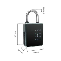 Cadenas à code et badge connecté pad - code, badge, bluetooth, et clé de secours-LOCKY Discount