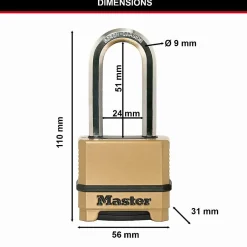 Cadenas Haute Sécurité Combinaison Zinc Anse XL Extérieur M175EURDLH-Master Lock