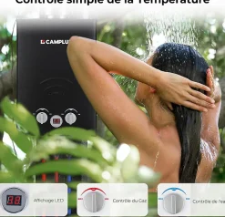 BW158BC Chauffe-eau instantané au propane/butane 6 l/min 30/37 mbar avec housse contre la pluie-Camplux Discount