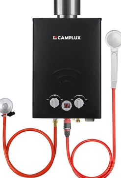 BW158BC Chauffe-eau instantané au propane/butane 6 l/min 30/37 mbar avec housse contre la pluie-Camplux Discount