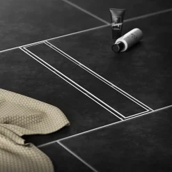 Caniveau de Douche 50 cm 2en1 à Carreler, Argent, Acier Inoxydable-Luxebath