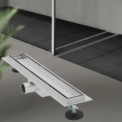 Caniveau de Douche 50 cm 2en1 à Carreler, Argent, Acier Inoxydable-Luxebath