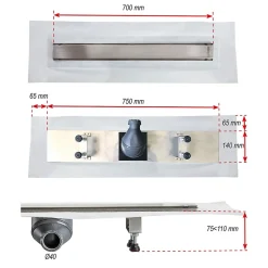 Caniveau de douche à l'italienne 700mm^Wirquin Clearance
