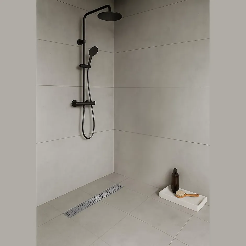 Caniveau de douche à l'Italienne GUMI motif bulle L.80 cm acier, anti-odeurs, débit élevé --Saniverre Hot