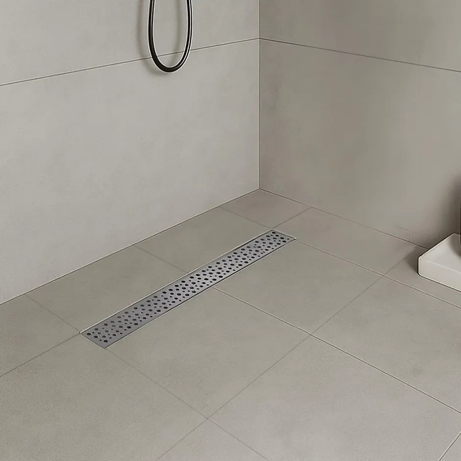 Caniveau de douche à l'Italienne GUMI motif bulle L.80 cm acier, anti-odeurs, débit élevé --Saniverre Hot